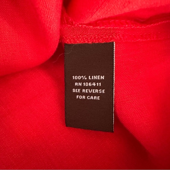 Adrienne Vittadini Red Linen Sheath Dress w/ Statement Bow Detail Size 6 (EUC) - Picture 13 of 16